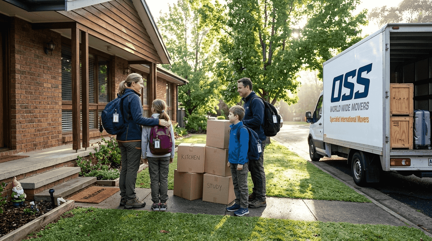 Family preparing for international relocation